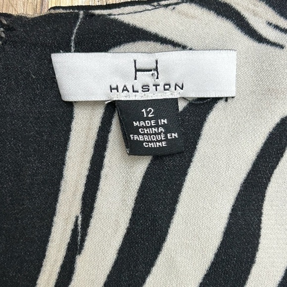 H by Halston Black Taupe Palm Floral Tropical Print Dolman Sleeve Dress Size 12 - Picture 5 of 12